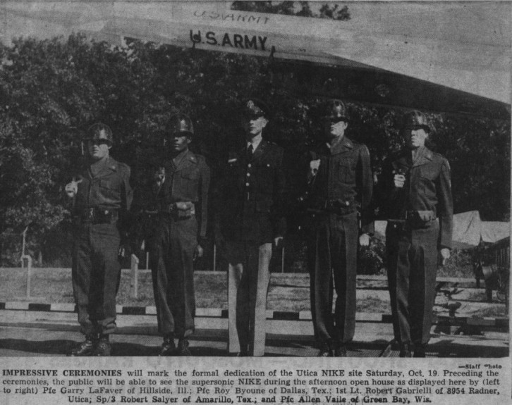 Newspaper photo for dedication of Nike D-06, Utica MI