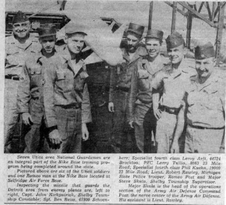 Newspaper photo of National Guardsmen at site D-06, Utica MI