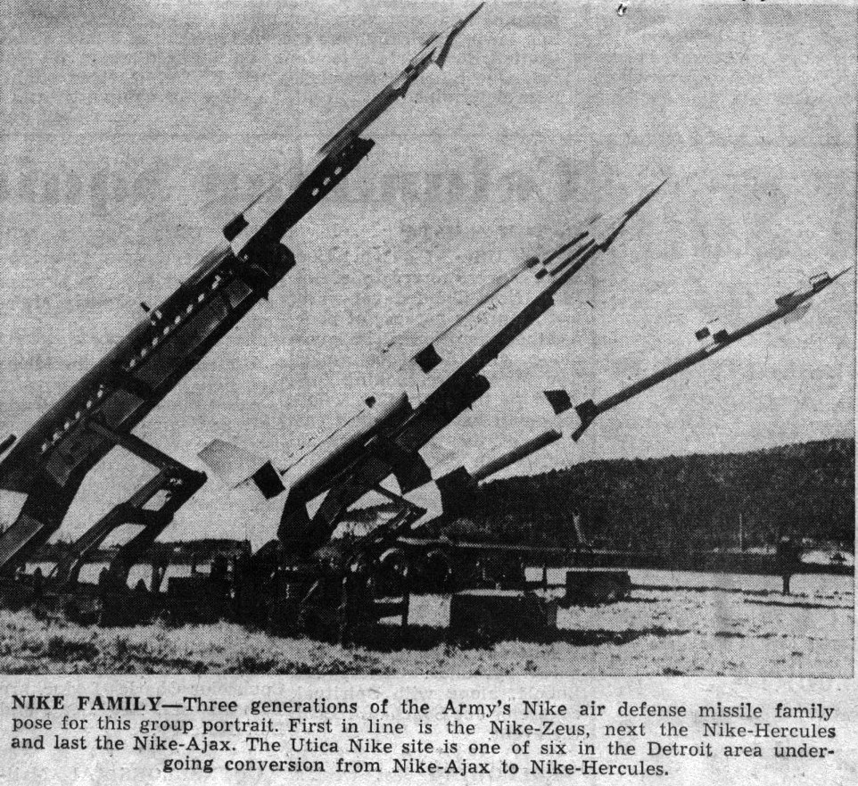 Newspaper Photo of Nike Missiles at site D-06, Utica MI