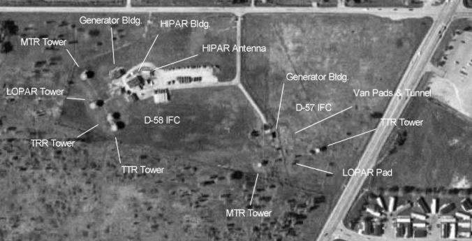 This is the IFC area as seen from above. The site is partially intact with various buildings still standing including the 2 radar towers for D-57 IFC