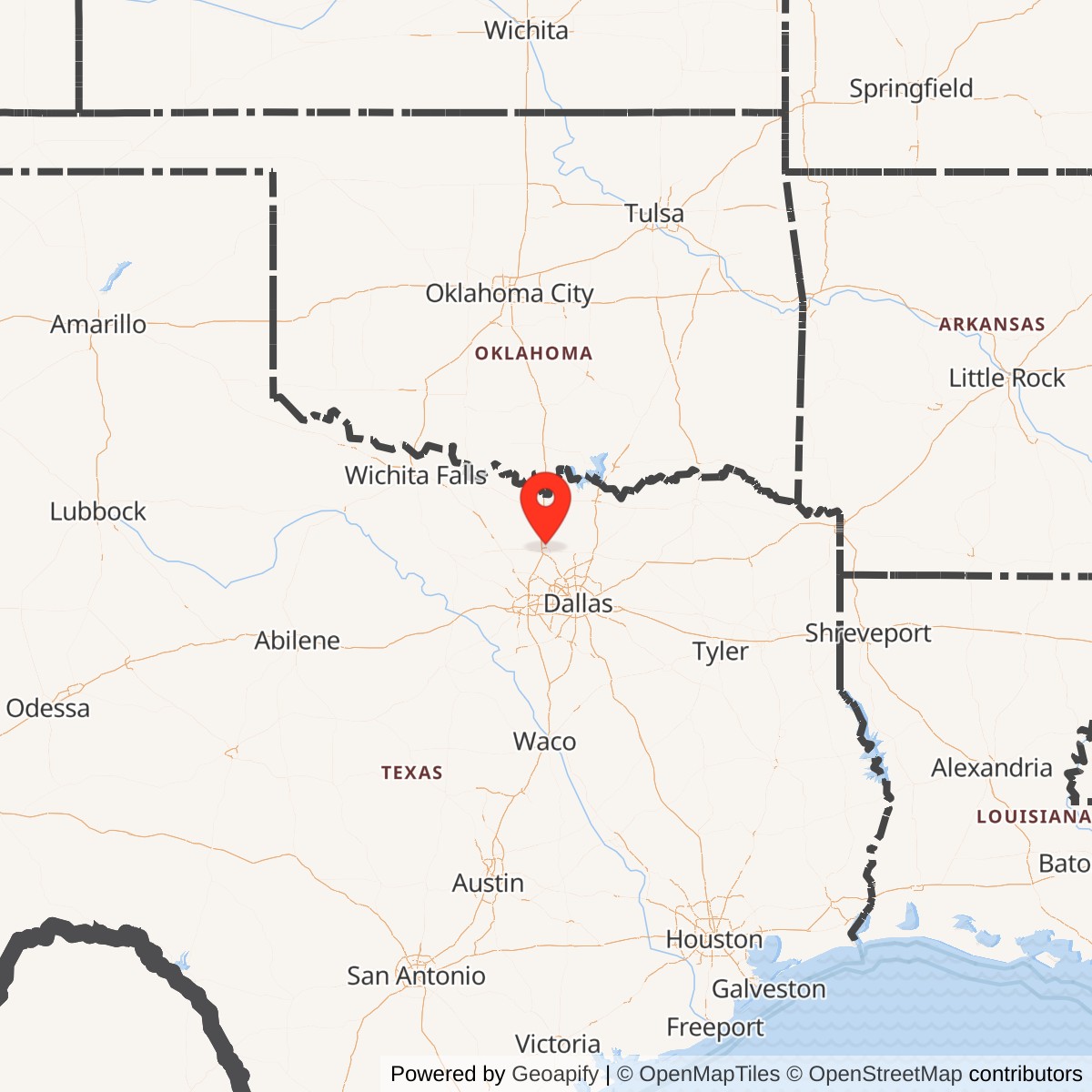Map showing location of Nike Site DF-01C, Texas