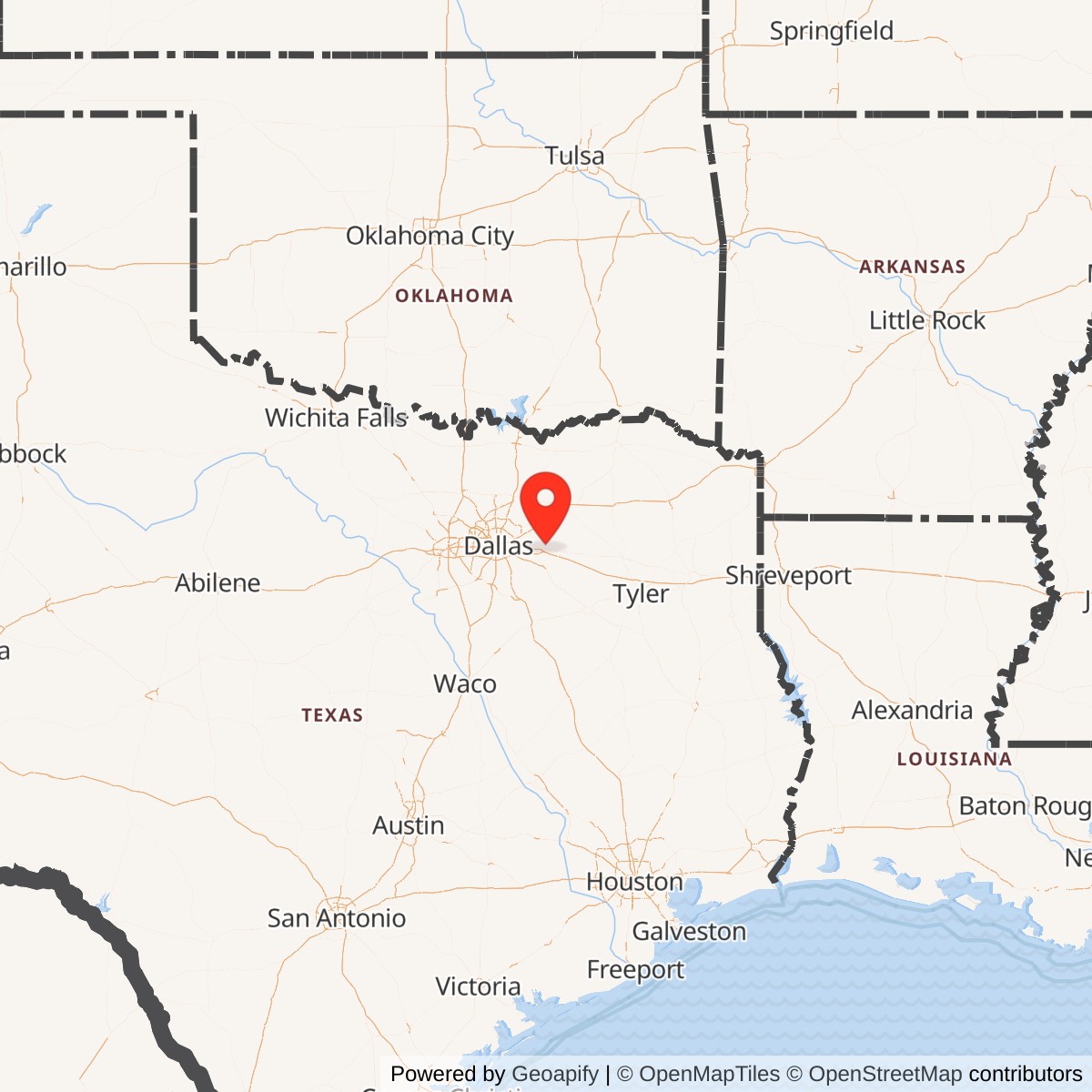 Map showing location of Nike Site DF-20L, Texas