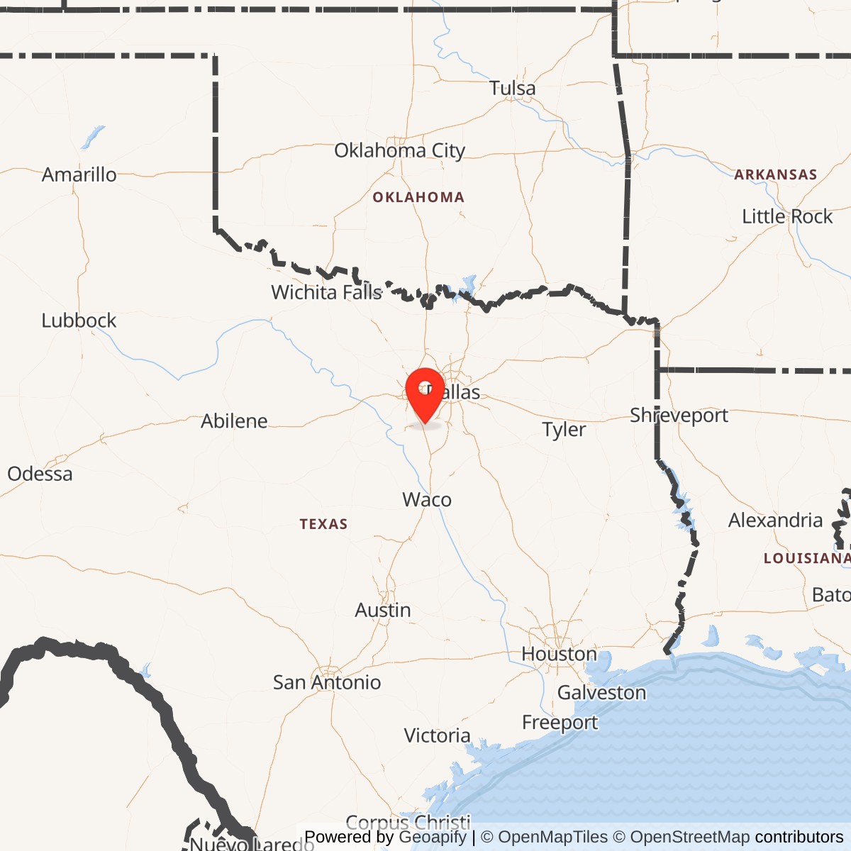 Map showing location of Nike Site DF-50C, Texas