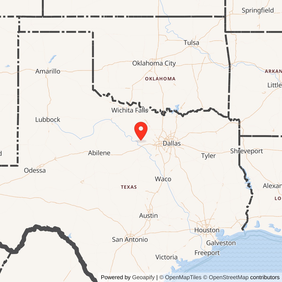 Map showing location of Nike Site DF-70C, Texas