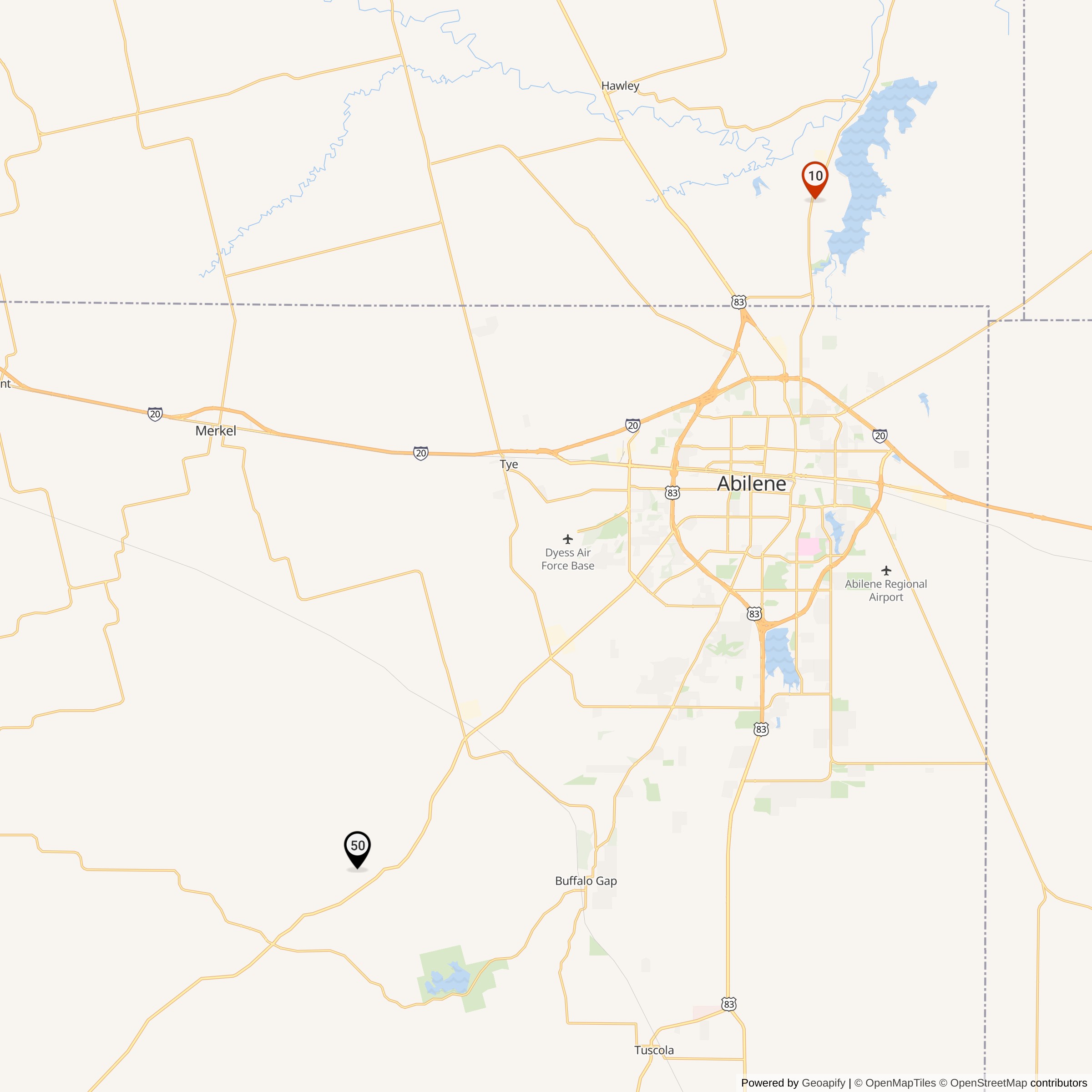 Map Showing Dyess Defense Area Nike IFC Locations