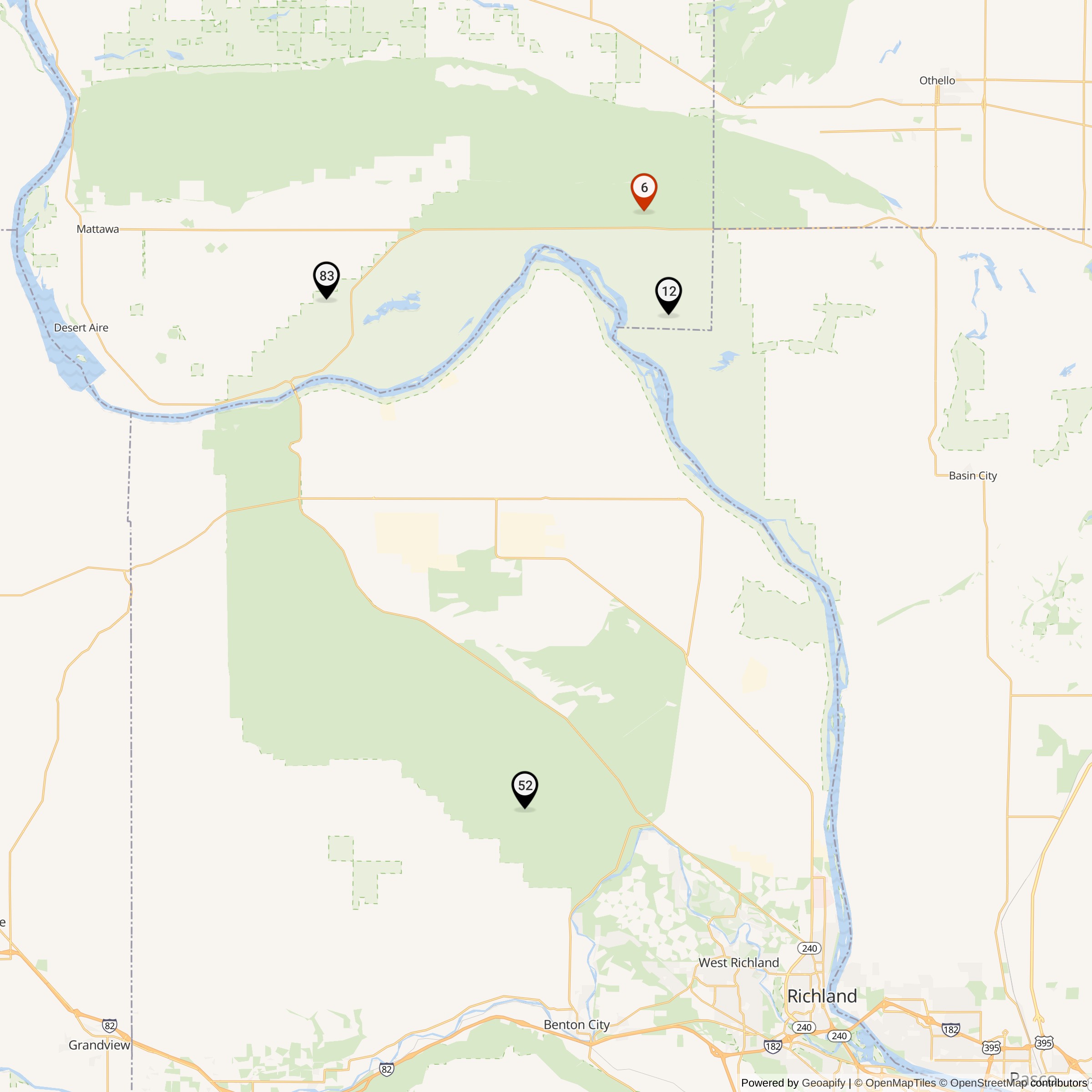 Map Showing Hanford Defense Area Nike Launcher Locations