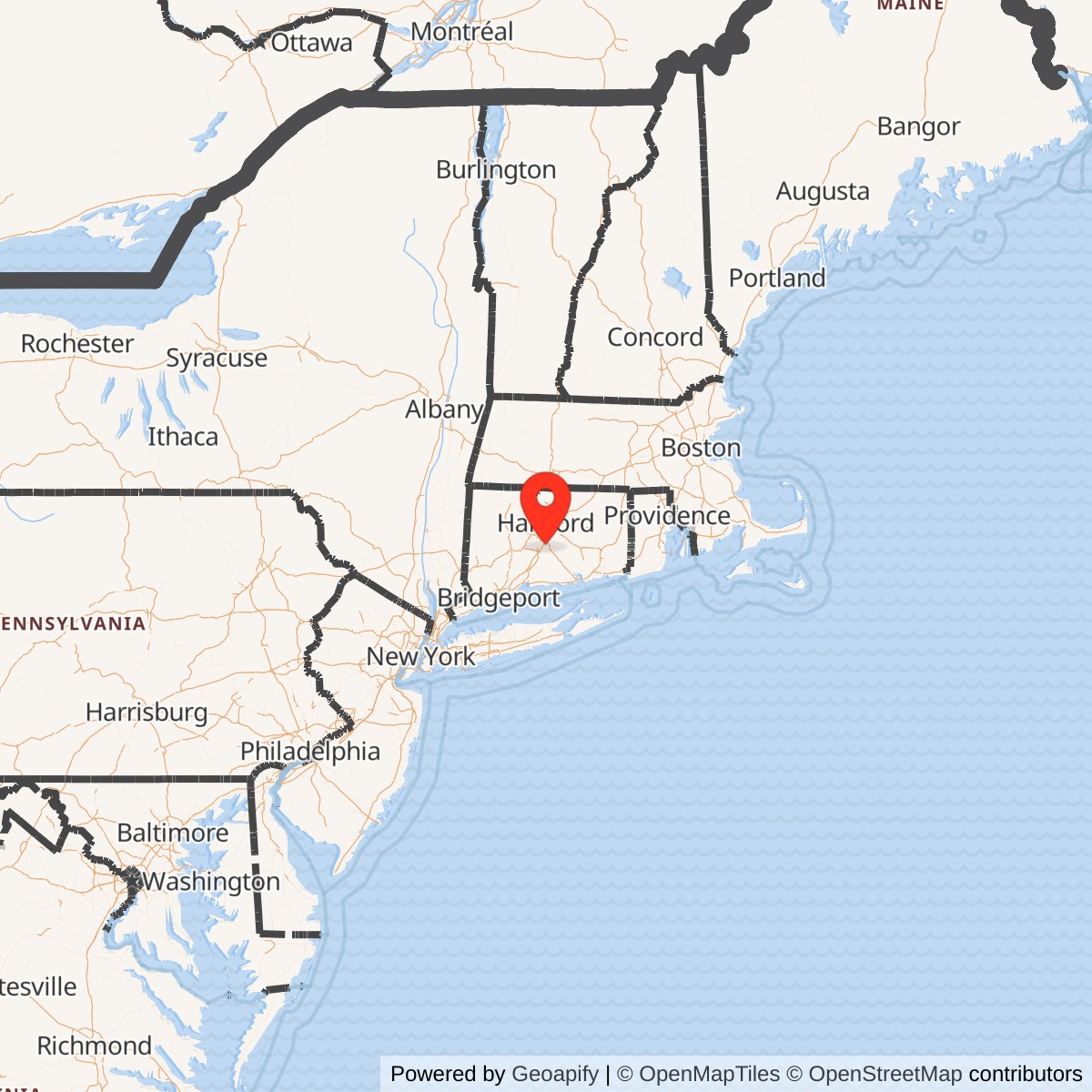 Map showing location of Nike Site HA-48L, Connecticut