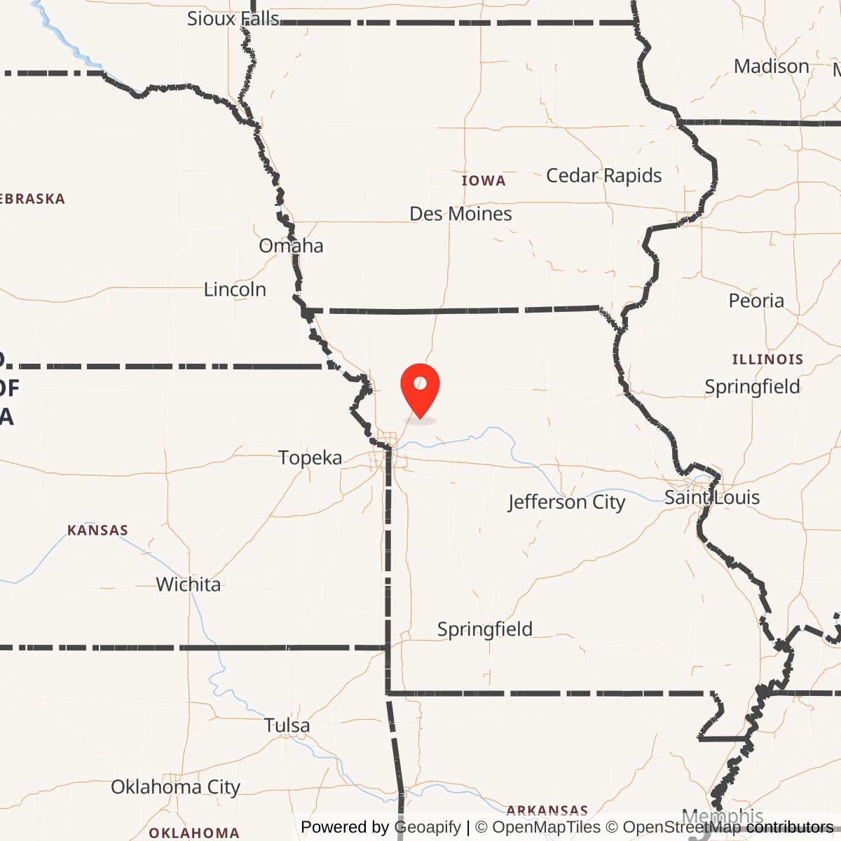 Map showing location of Nike Site KC-10L, Missouri