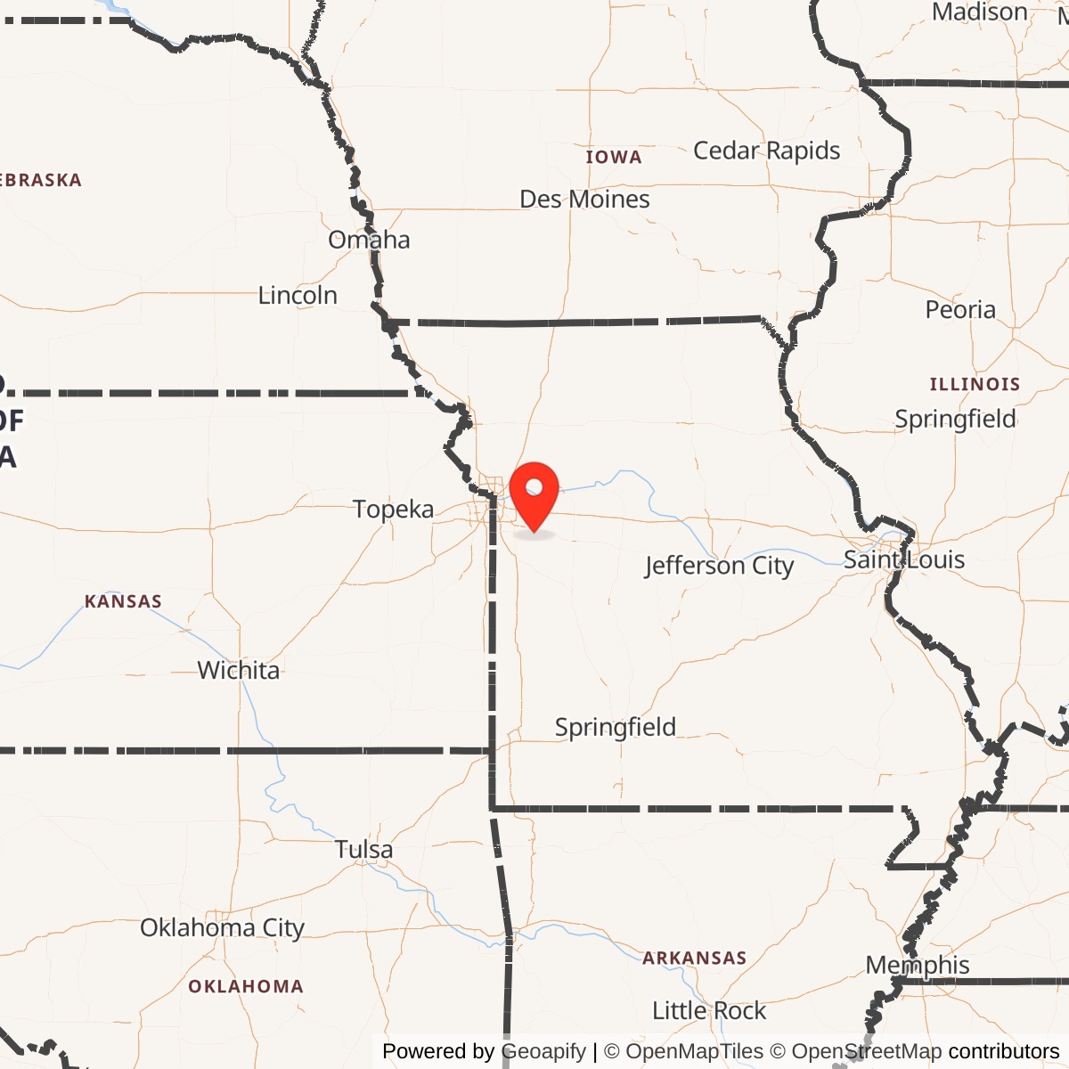 Map showing location of Nike Site KC-30C, Missouri
