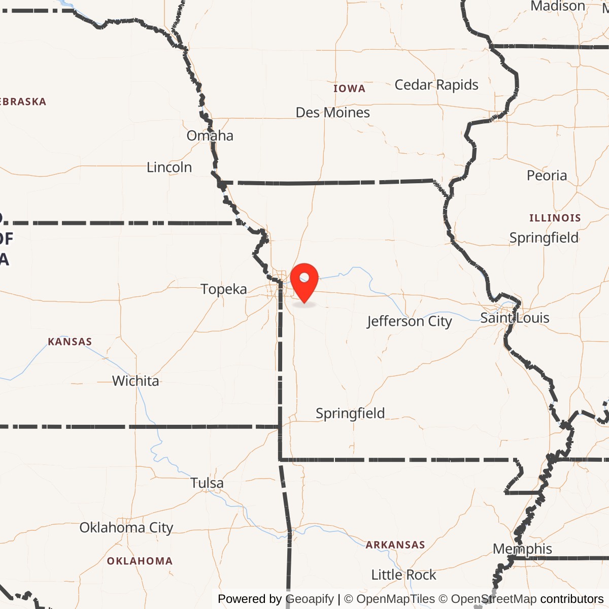 Map showing location of Nike Site KC-30L, Missouri