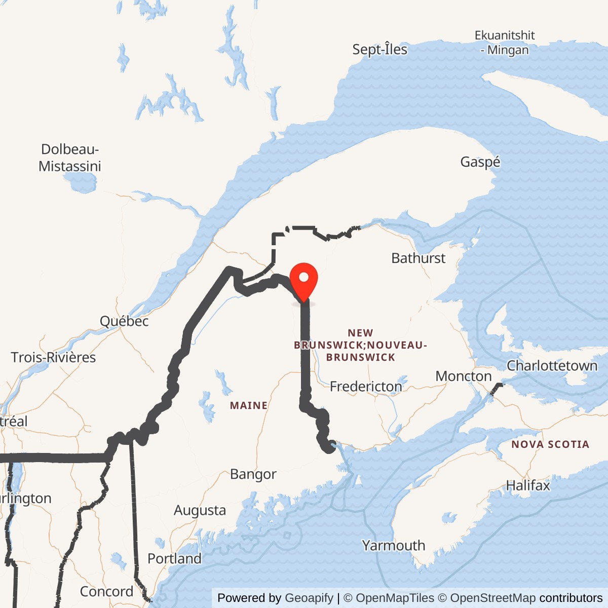 Map showing location of Nike Site L-13L, Maine