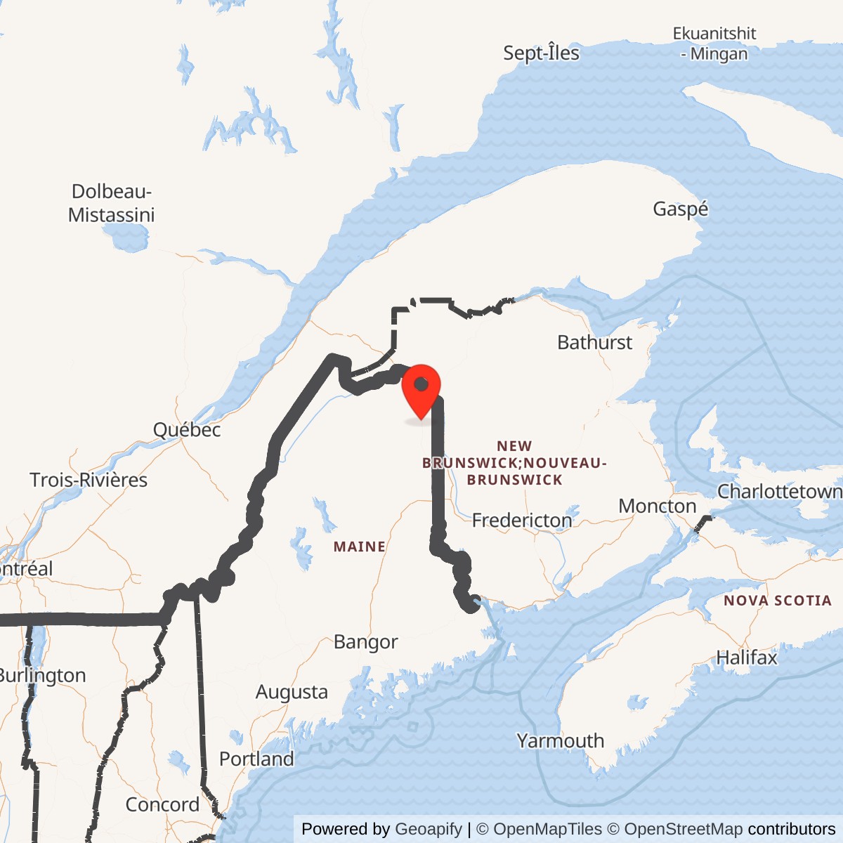 Map showing location of Nike Site L-58L, Maine