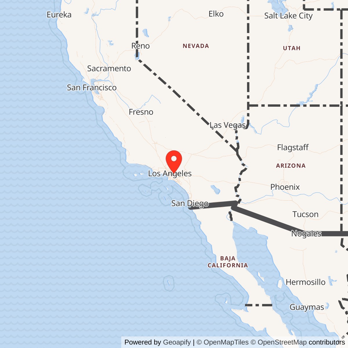 Map showing location of Nike Site LA-14 IFC, California