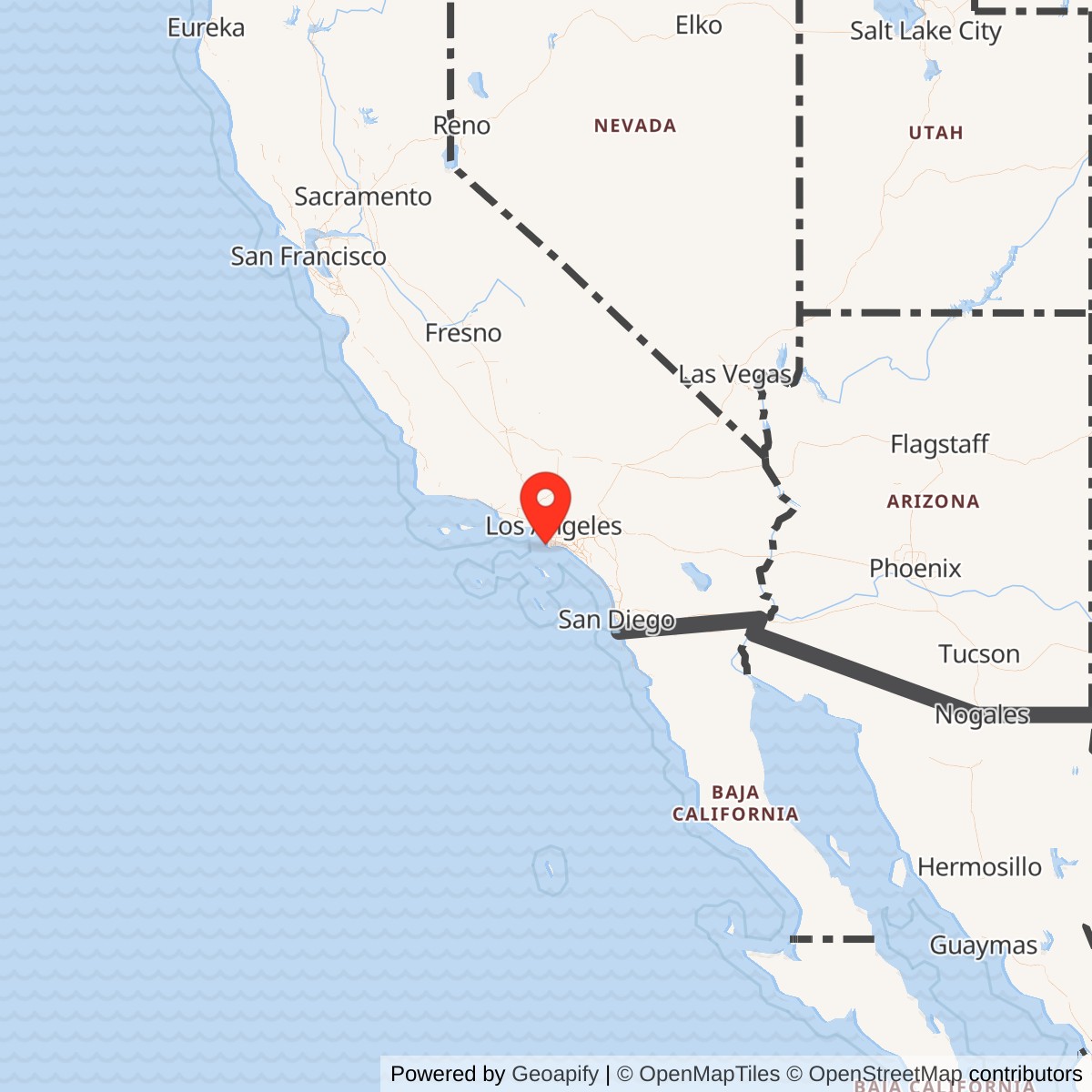 Map showing location of Nike Site LA-55 IFC, California