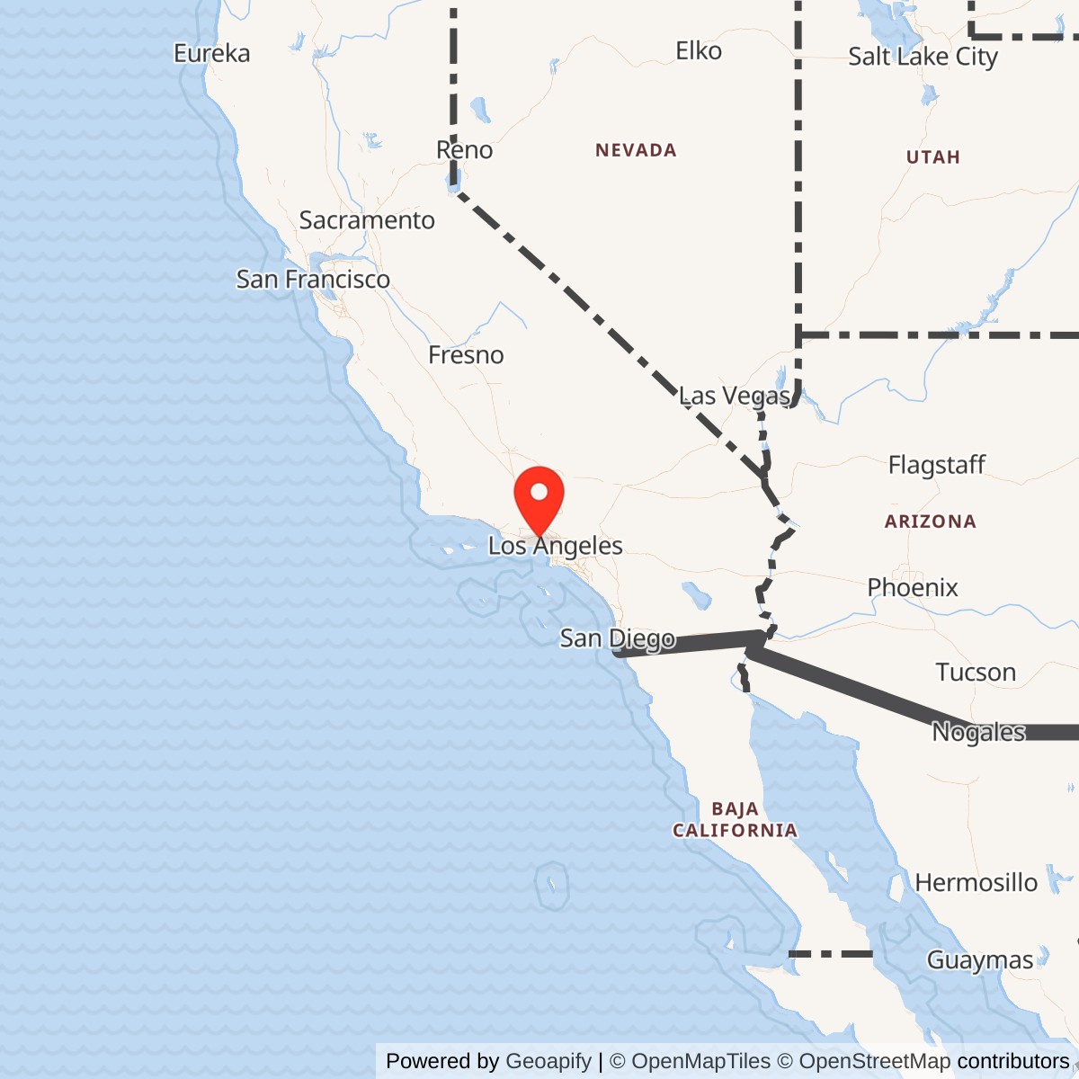 Map showing location of Nike Site LA-96 IFC, California