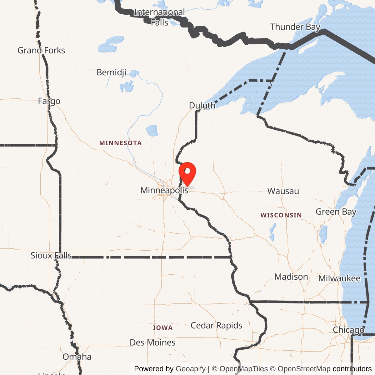 Map showing location of Nike Site MS-20L, Roberts Wisconsin