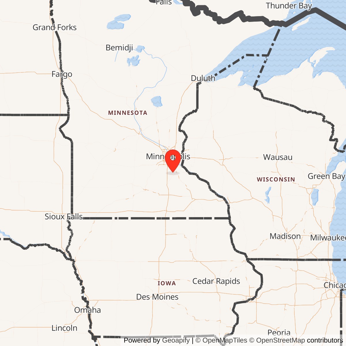 Map showing location of Nike Site MS-40C, Minnesota