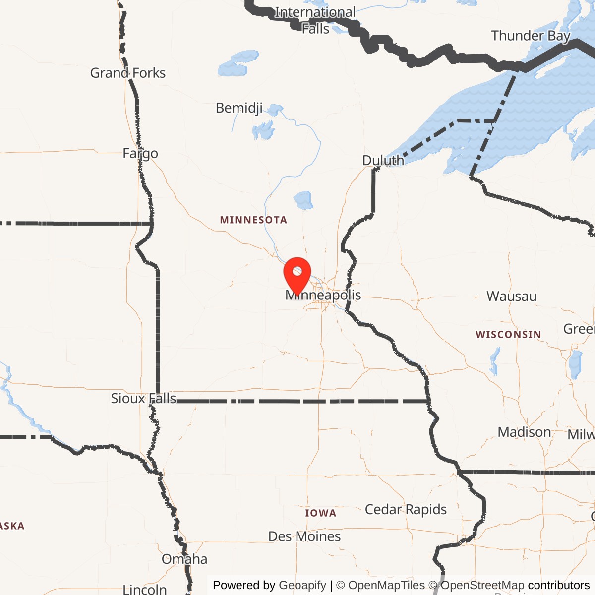 Map showing location of Nike Site MS-70C, Minnesota