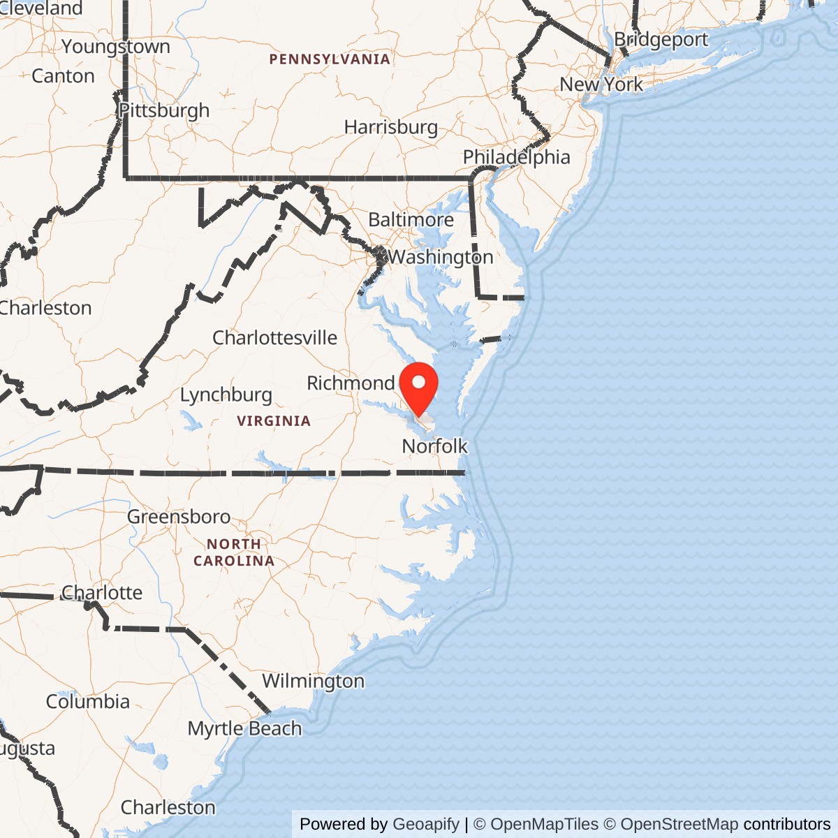 Map showing location of Nike Site N-85C, Virginia