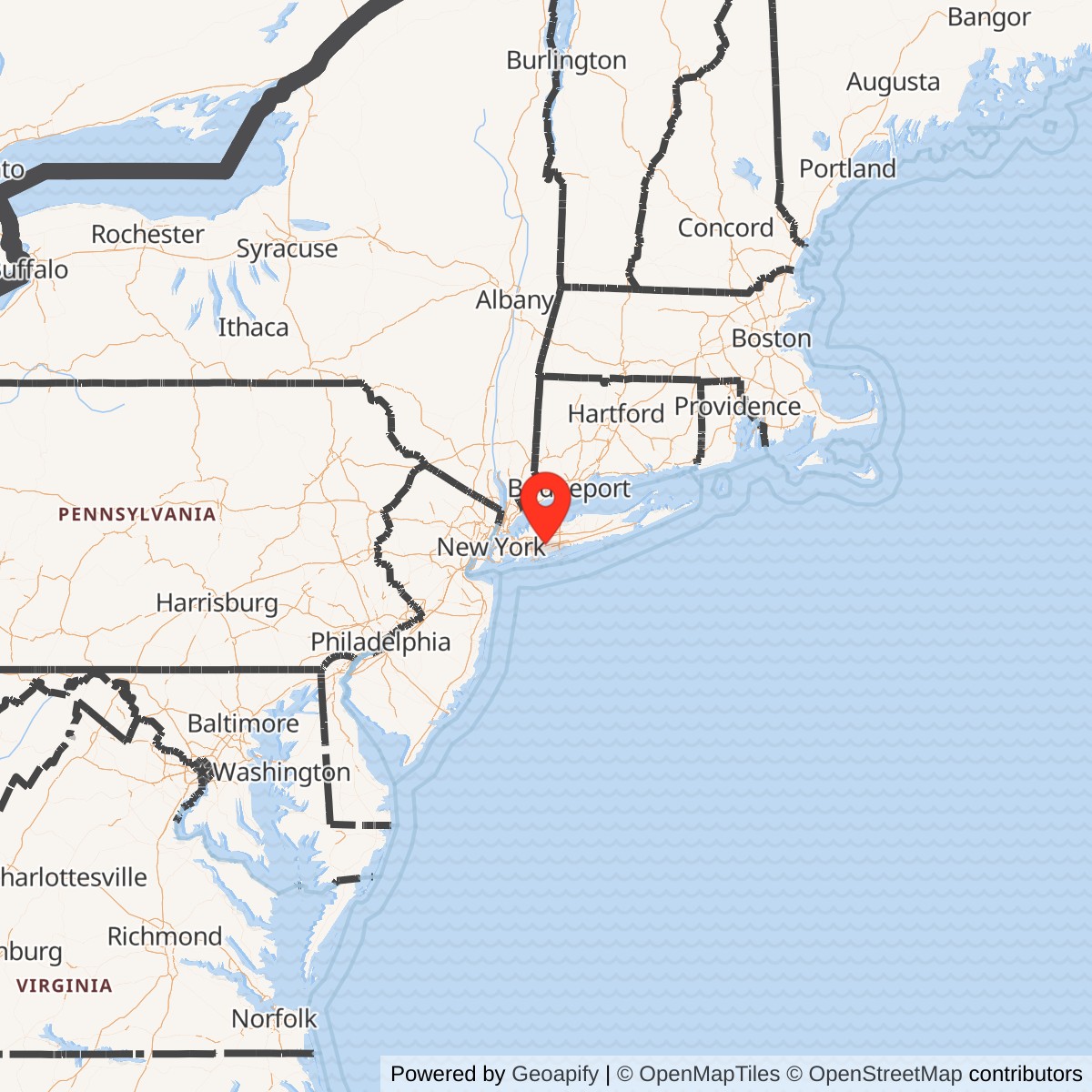 Map showing location of Nike Site NY-24, New York