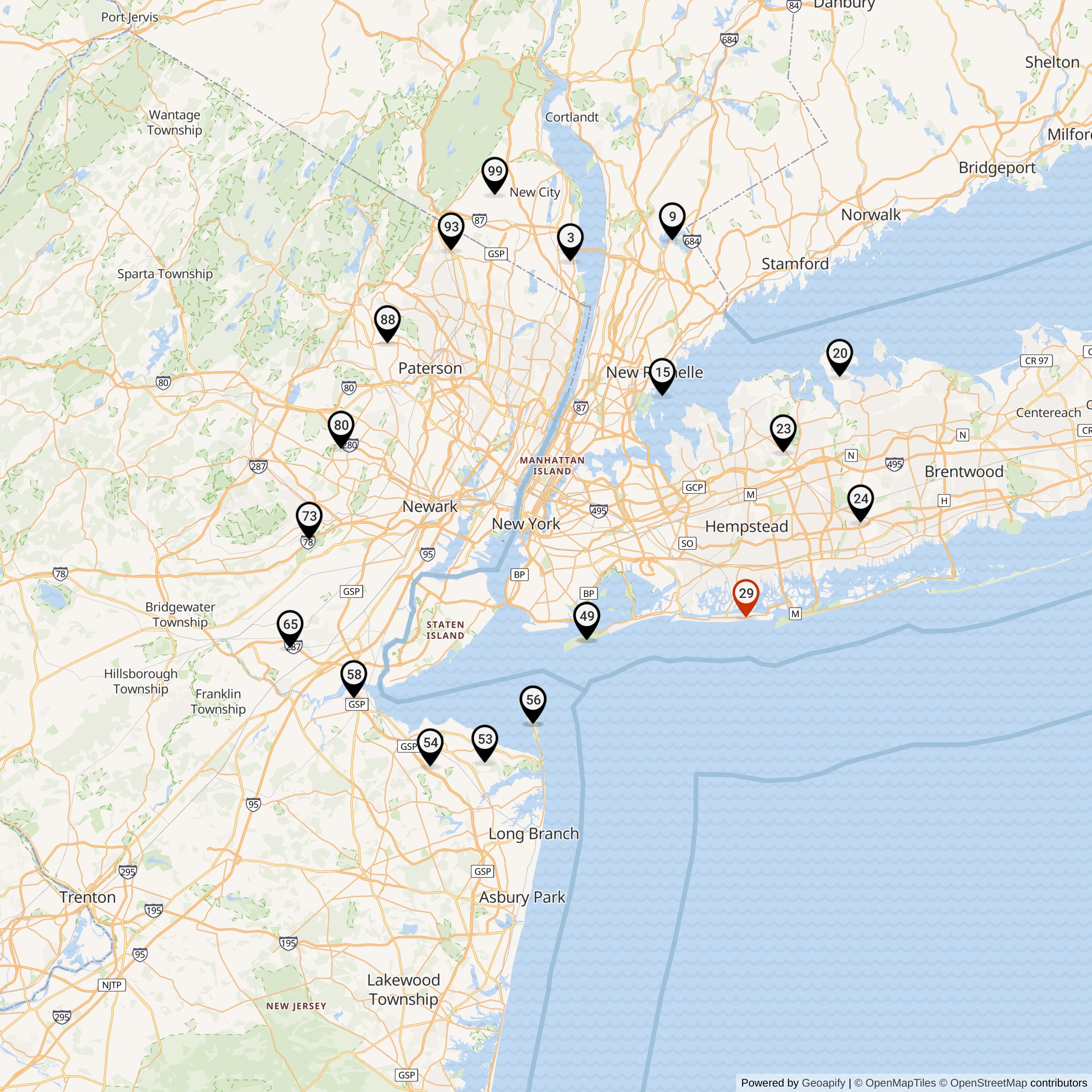 Map Showing New York Defense Area Nike IFC Locations