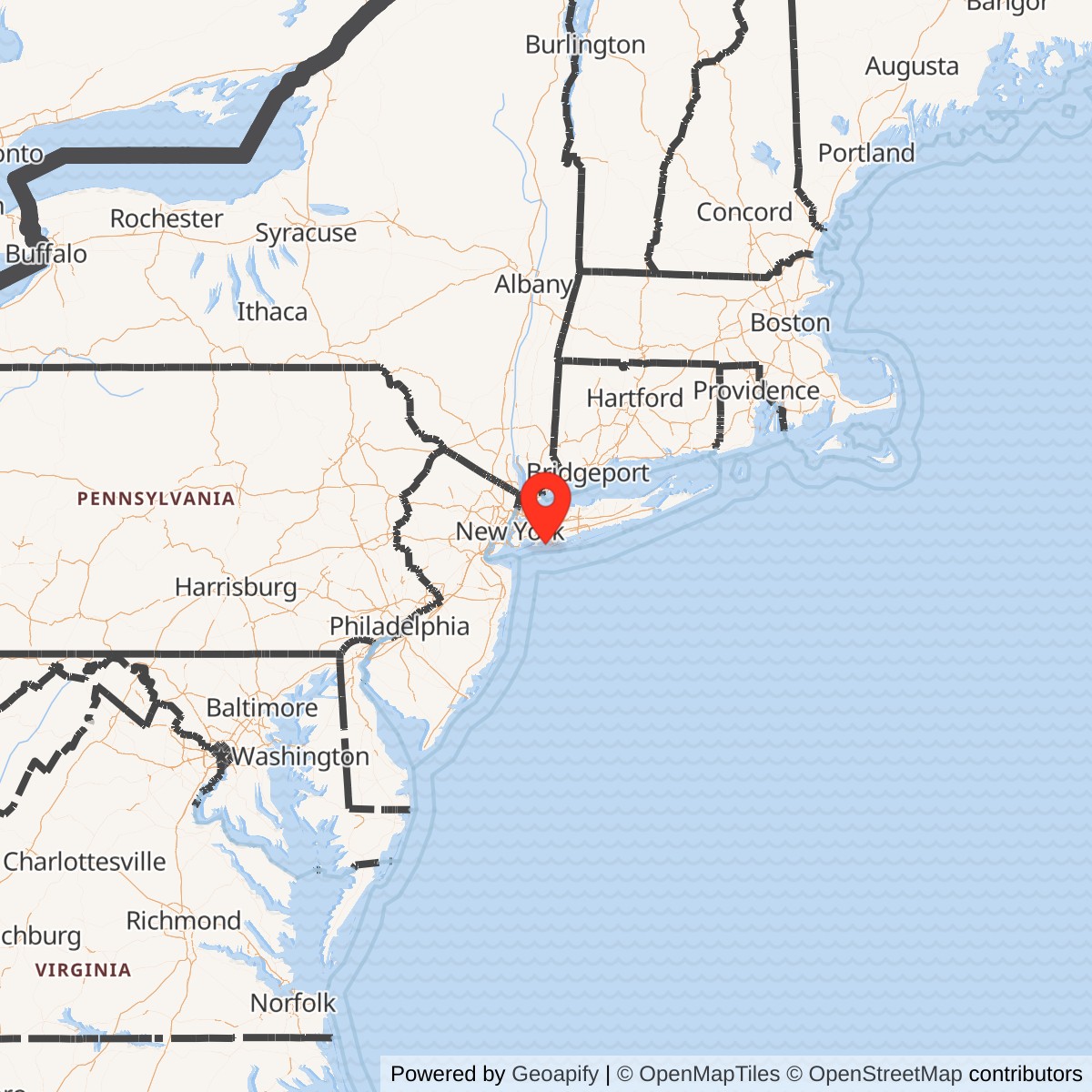 Map showing location of Nike Site NY-29/30C, New York