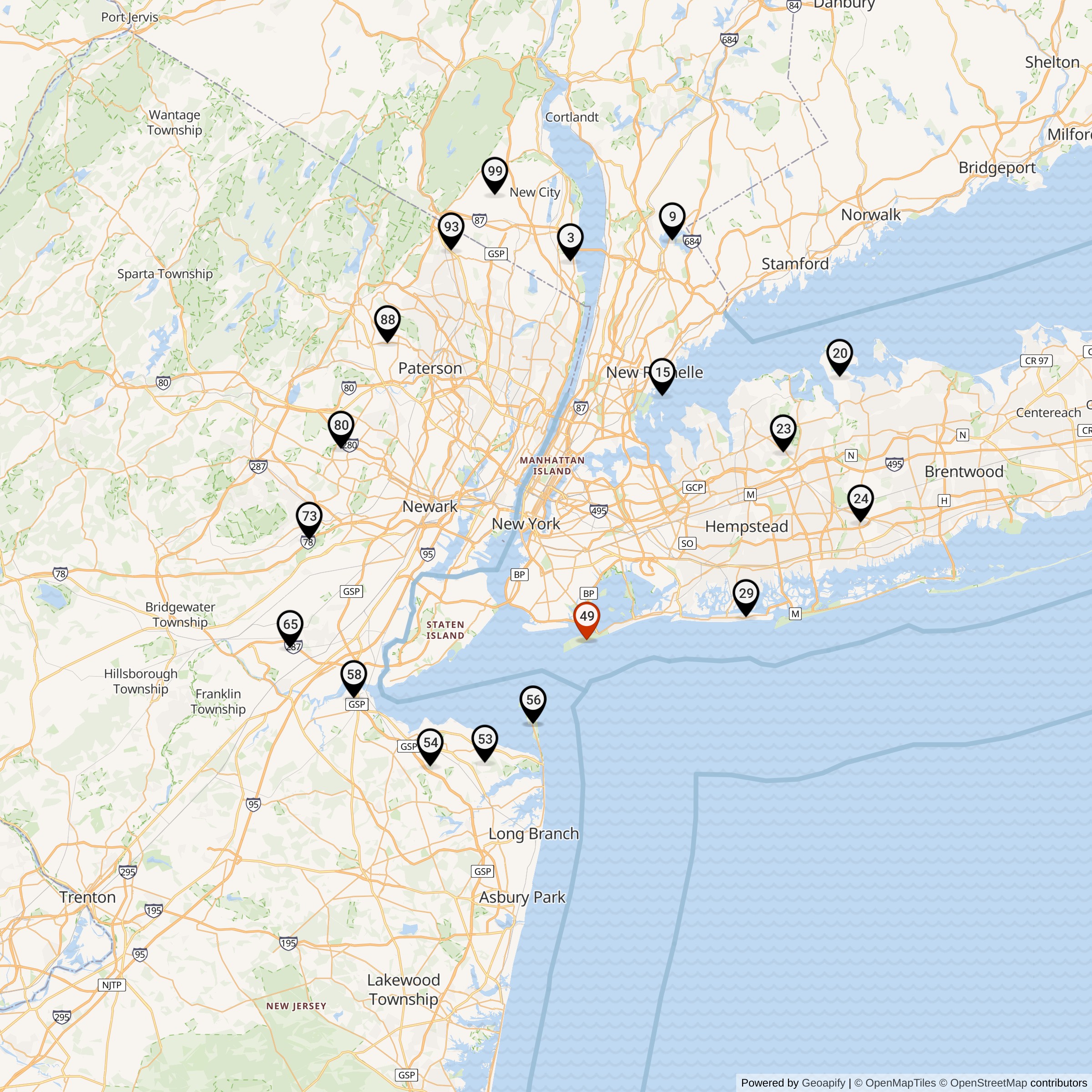 Map Showing New York Defense Area Nike IFC Locations