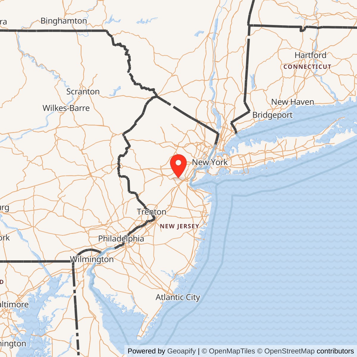 Map showing location of Nike Site NY-65C, New Jersey