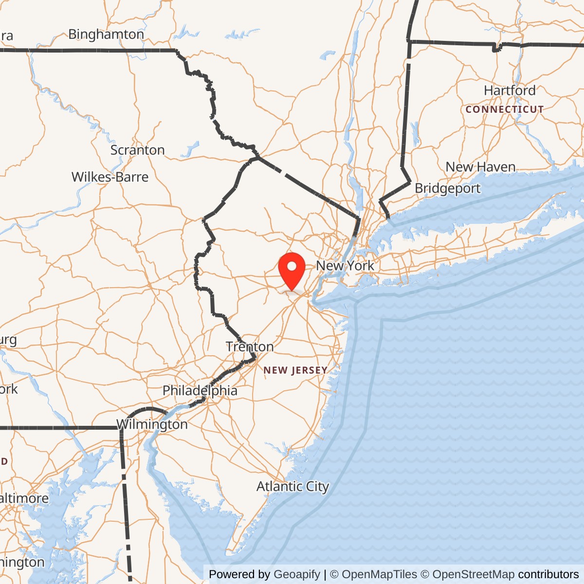 Map showing location of Nike Site NY-65L, New Jersey