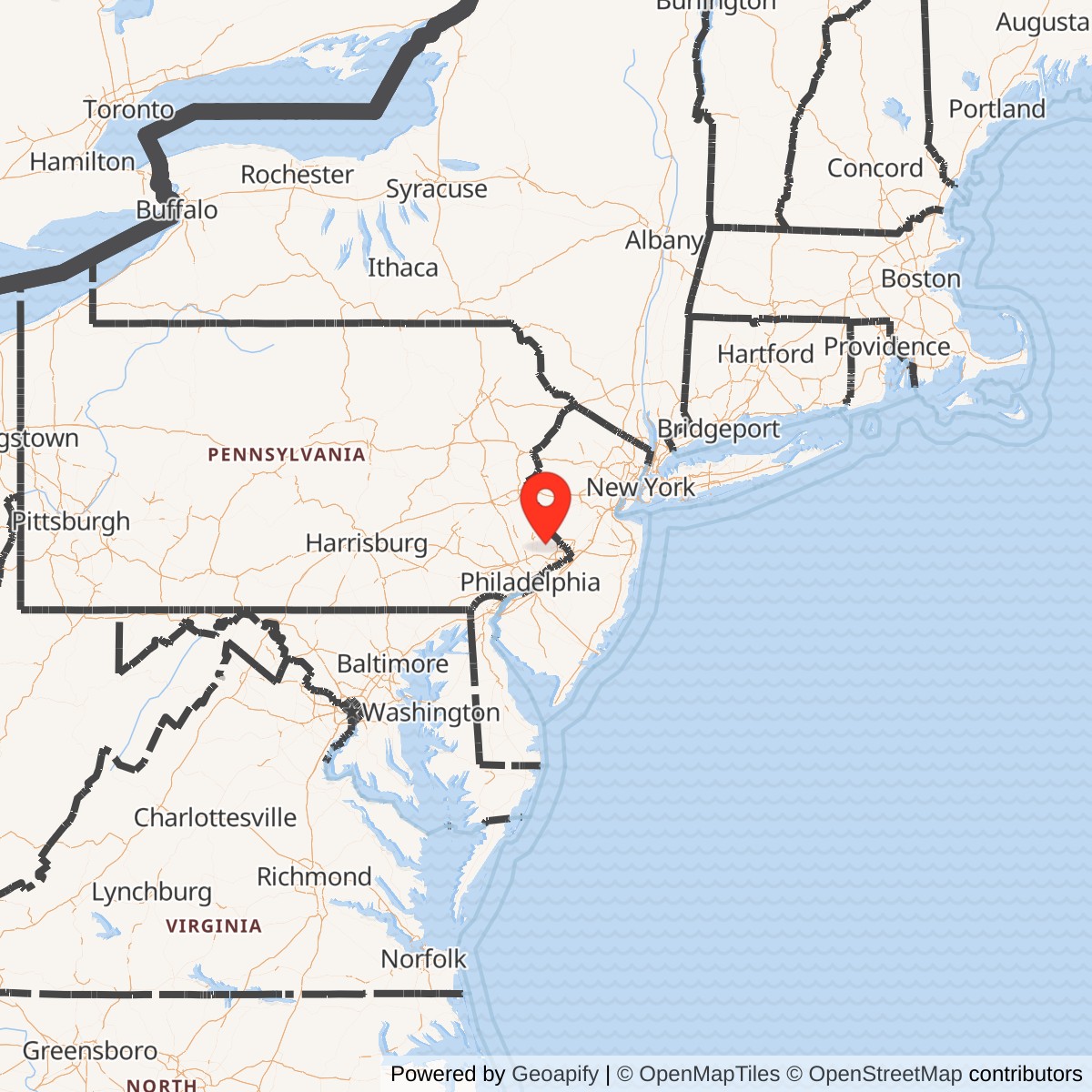 Map showing location of Nike Site PH-07L, Pennsylvania