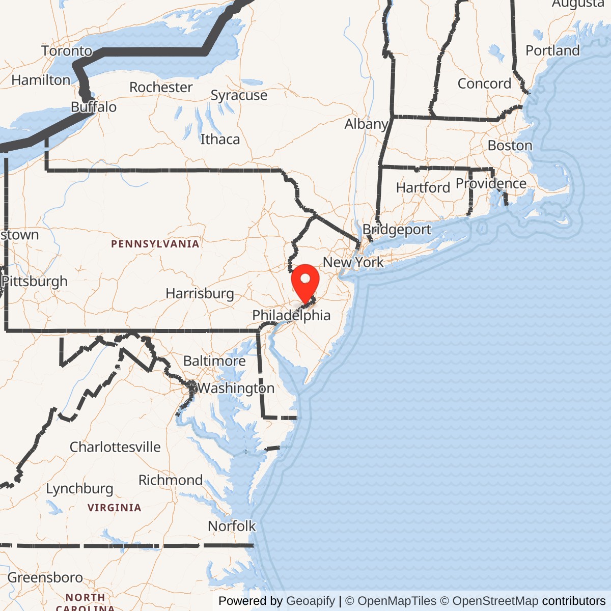 Map showing location of Nike Site PH-15L, Pennsylvania