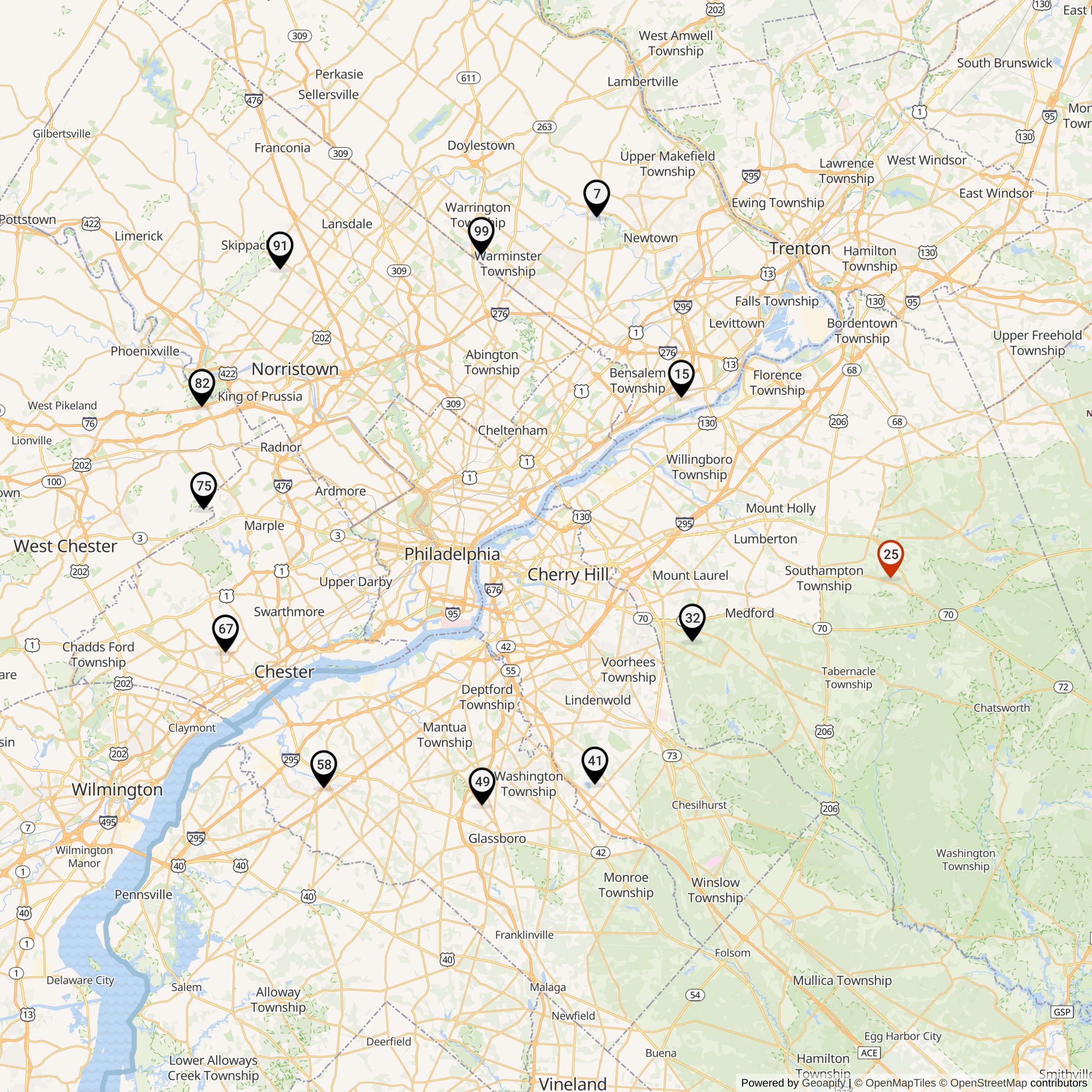 Map Showing Philadelphia Defense Area Nike IFC Locations