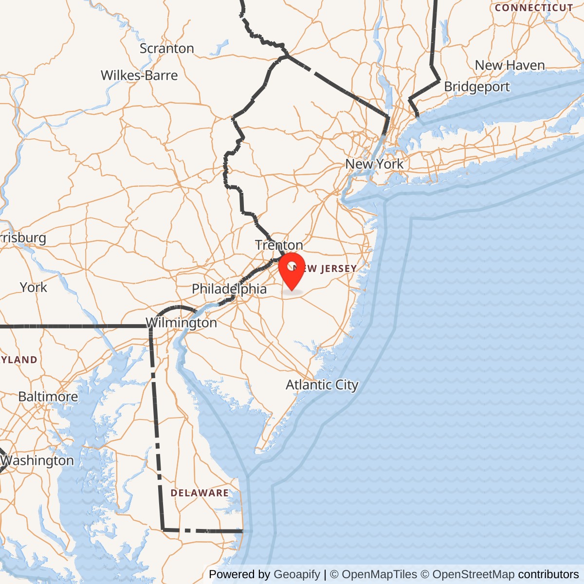 Map showing location of Nike Site PH-25C, New Jersey