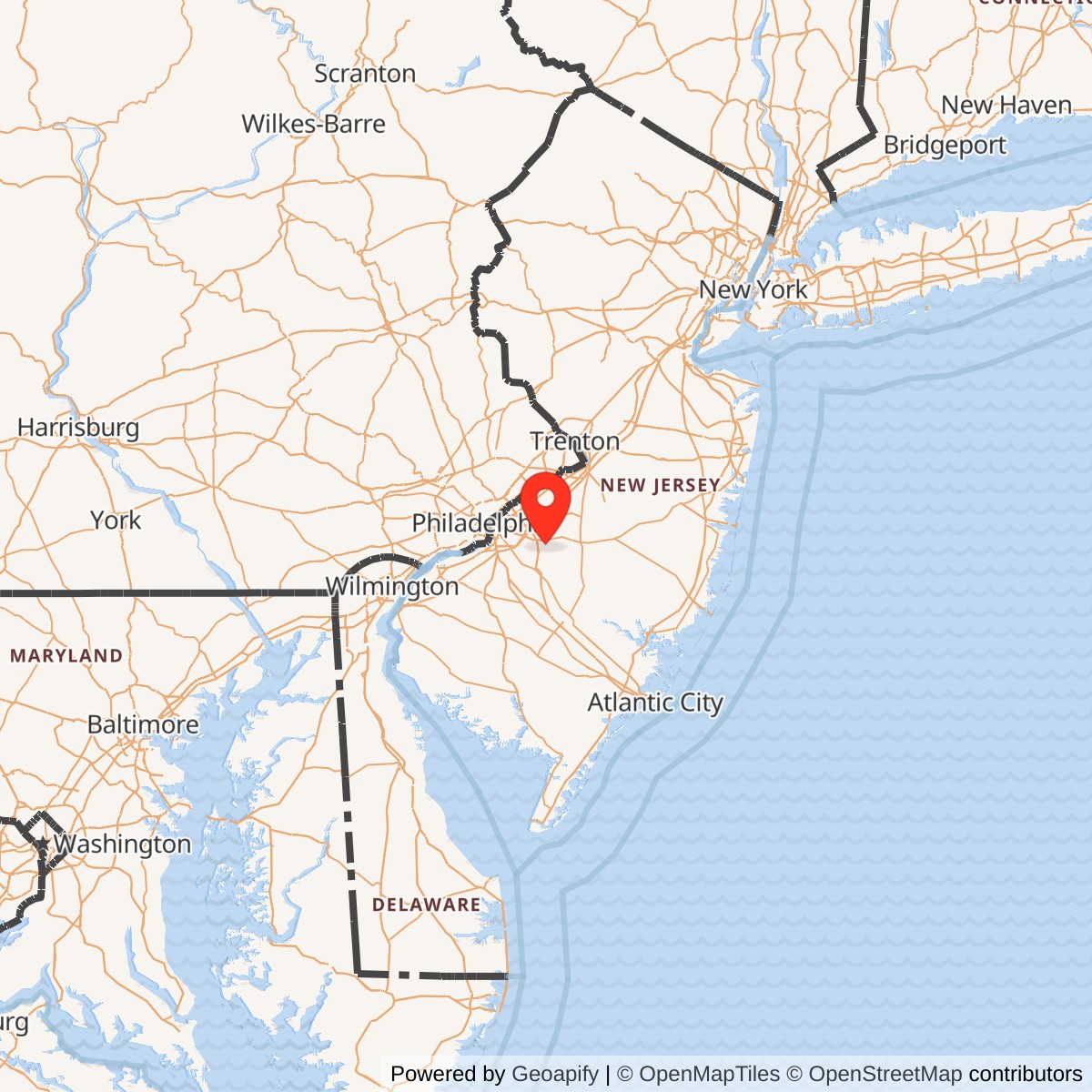 Map showing location of Nike Site PH-32C, New Jersey
