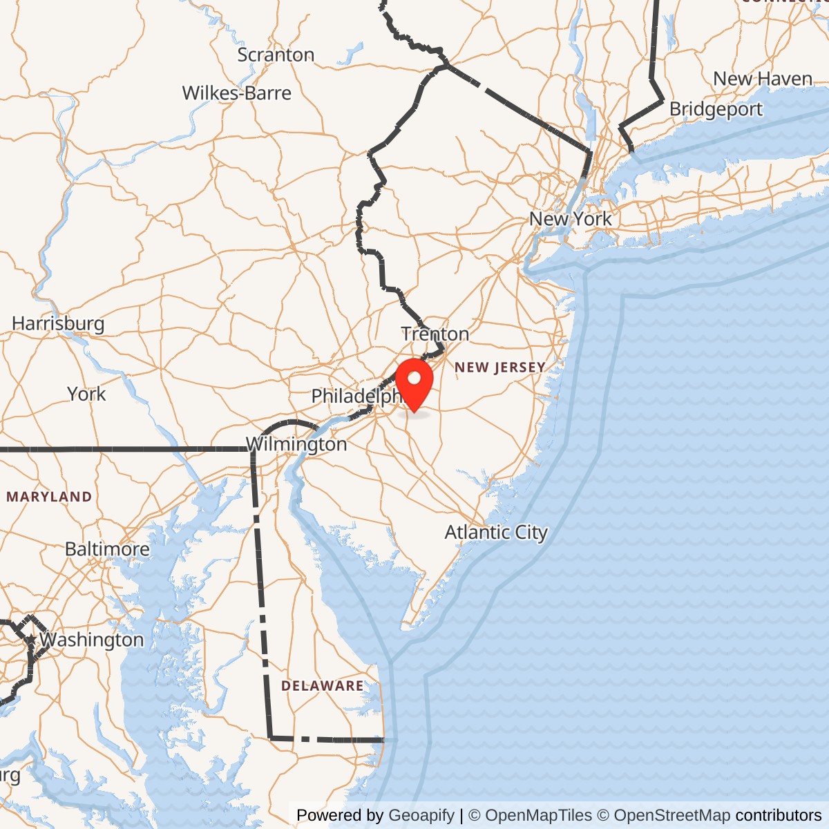 Map showing location of Nike Site PH-32L, New Jersey