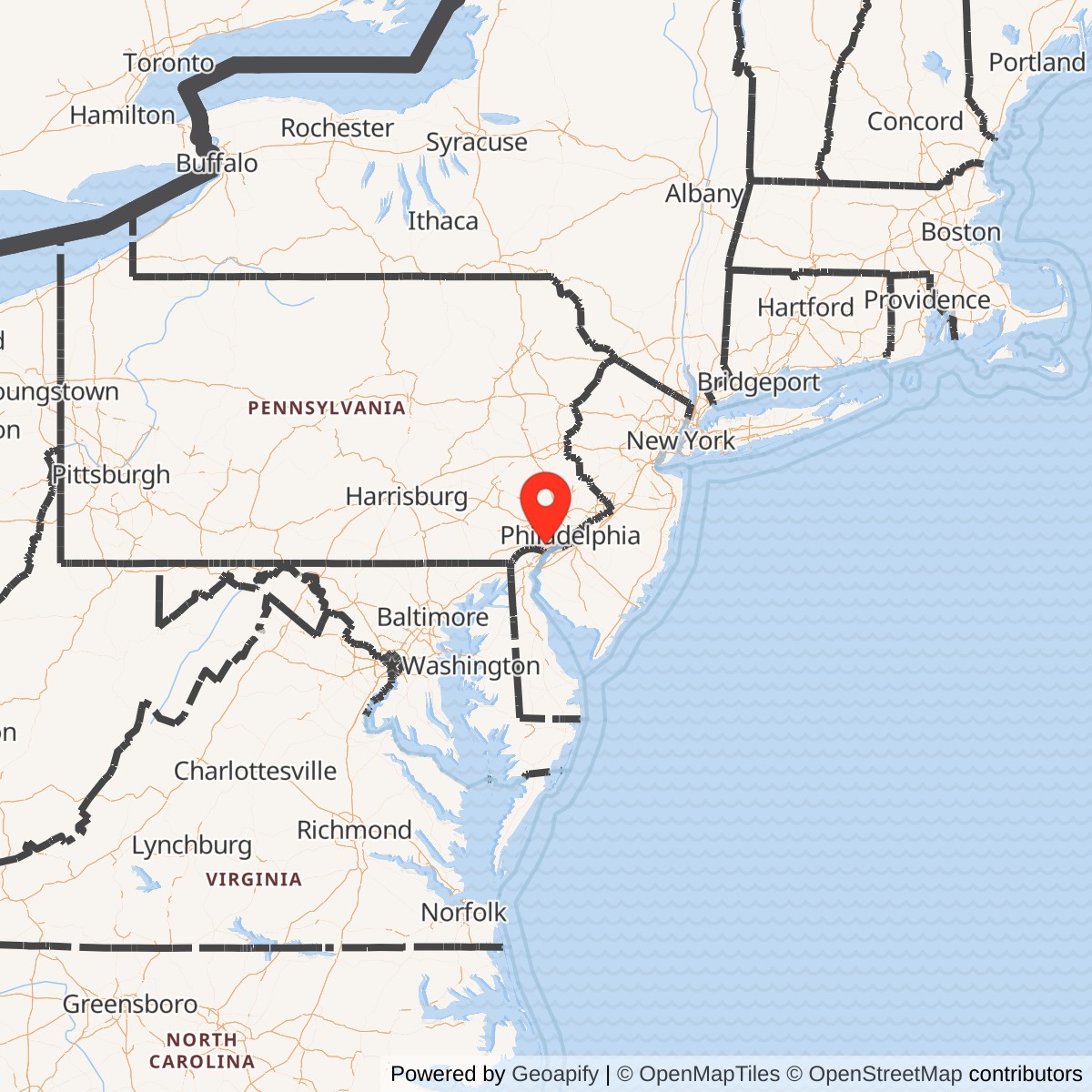Map showing location of Nike Site PH-67L, Pennsylvania