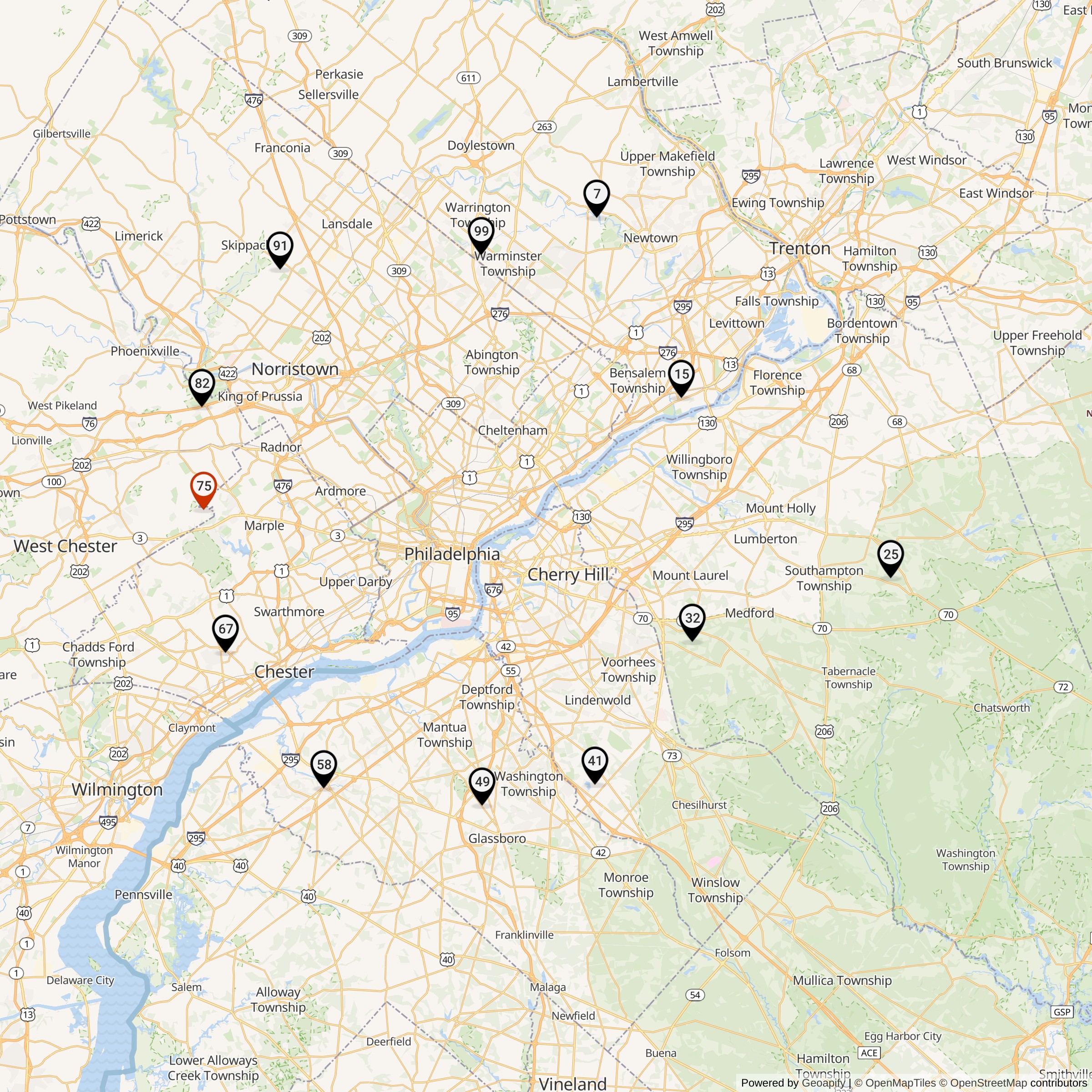 Map Showing Philadelphia Defense Area Nike IFC Locations
