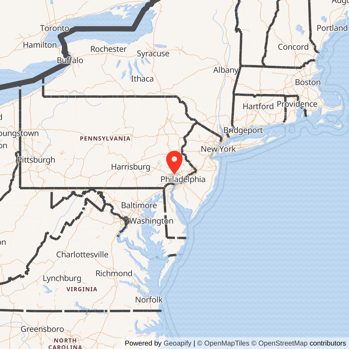 Map showing location of Nike Site PH-82L, Pennsylvania