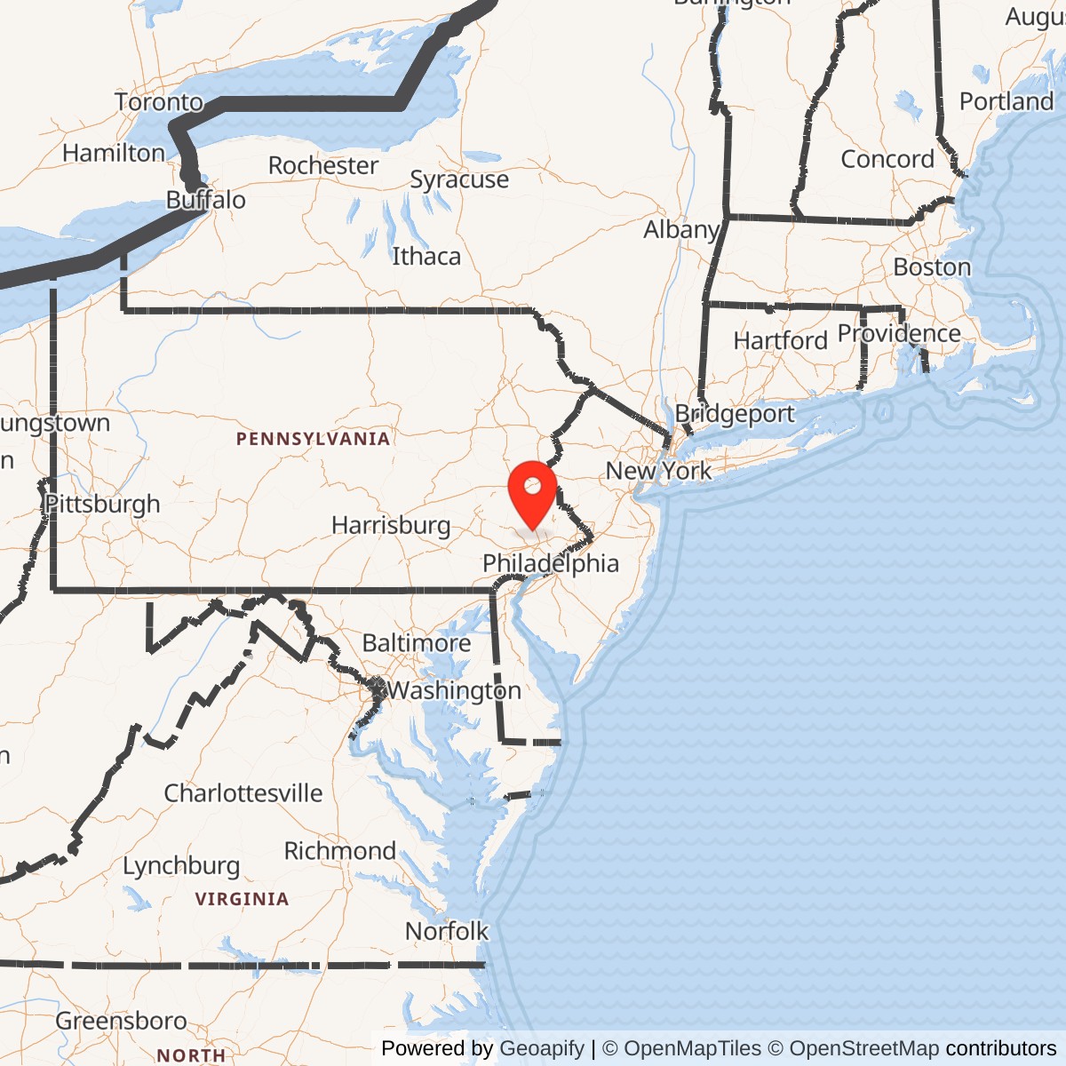 Map showing location of Nike Site PH-91L, Pennsylvania