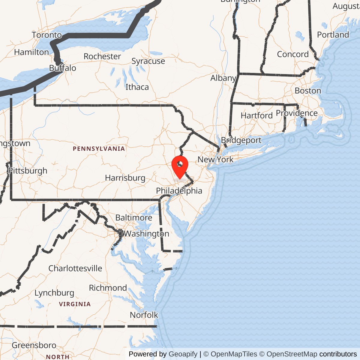 Map showing location of Nike Site PH-99L, Pennsylvania