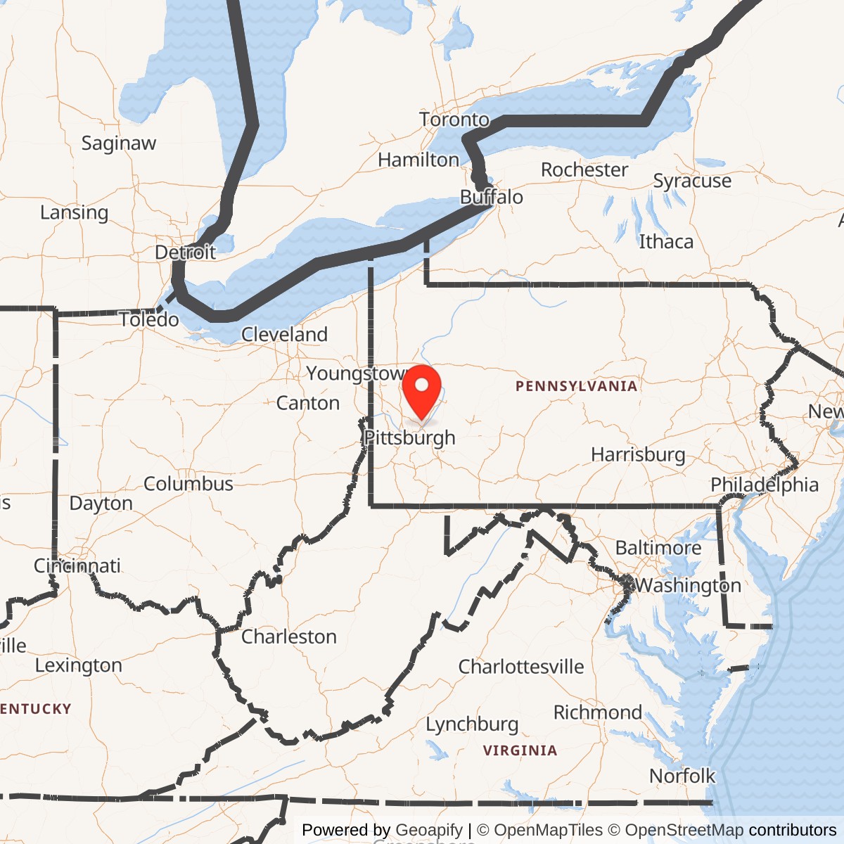 Map showing location of Nike Site PI-02L, Pennsylvania