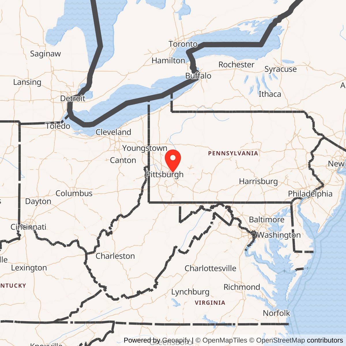 Map showing location of Nike Site PI-25L, Pennsylvania