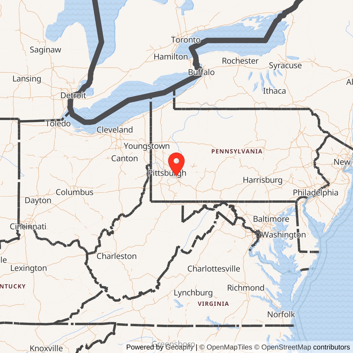Map showing location of Nike Site PI-36L, Pennsylvania