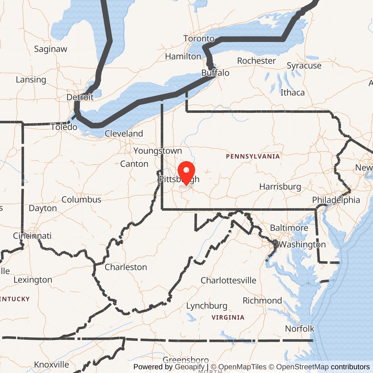 Map showing location of Nike Site PI-37L, Pennsylvania