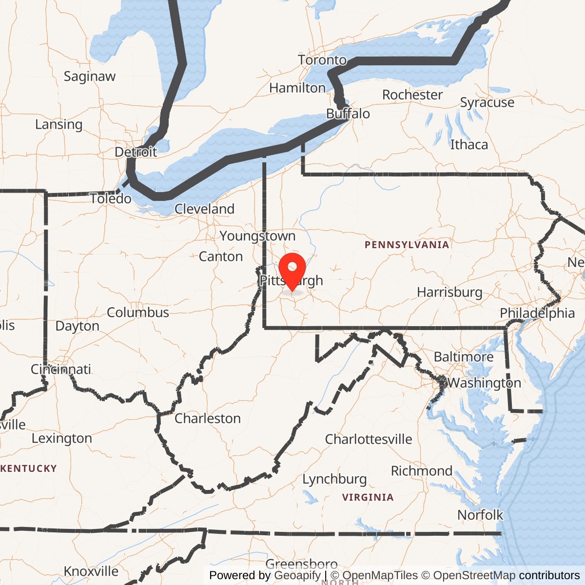 Map showing location of Nike Site PI-43L, Pennsylvania