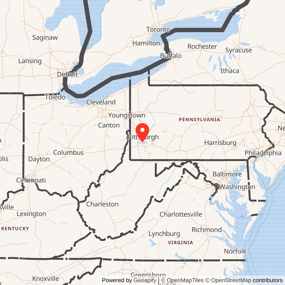 Map showing location of Nike Site PI-52L, Pennsylvania