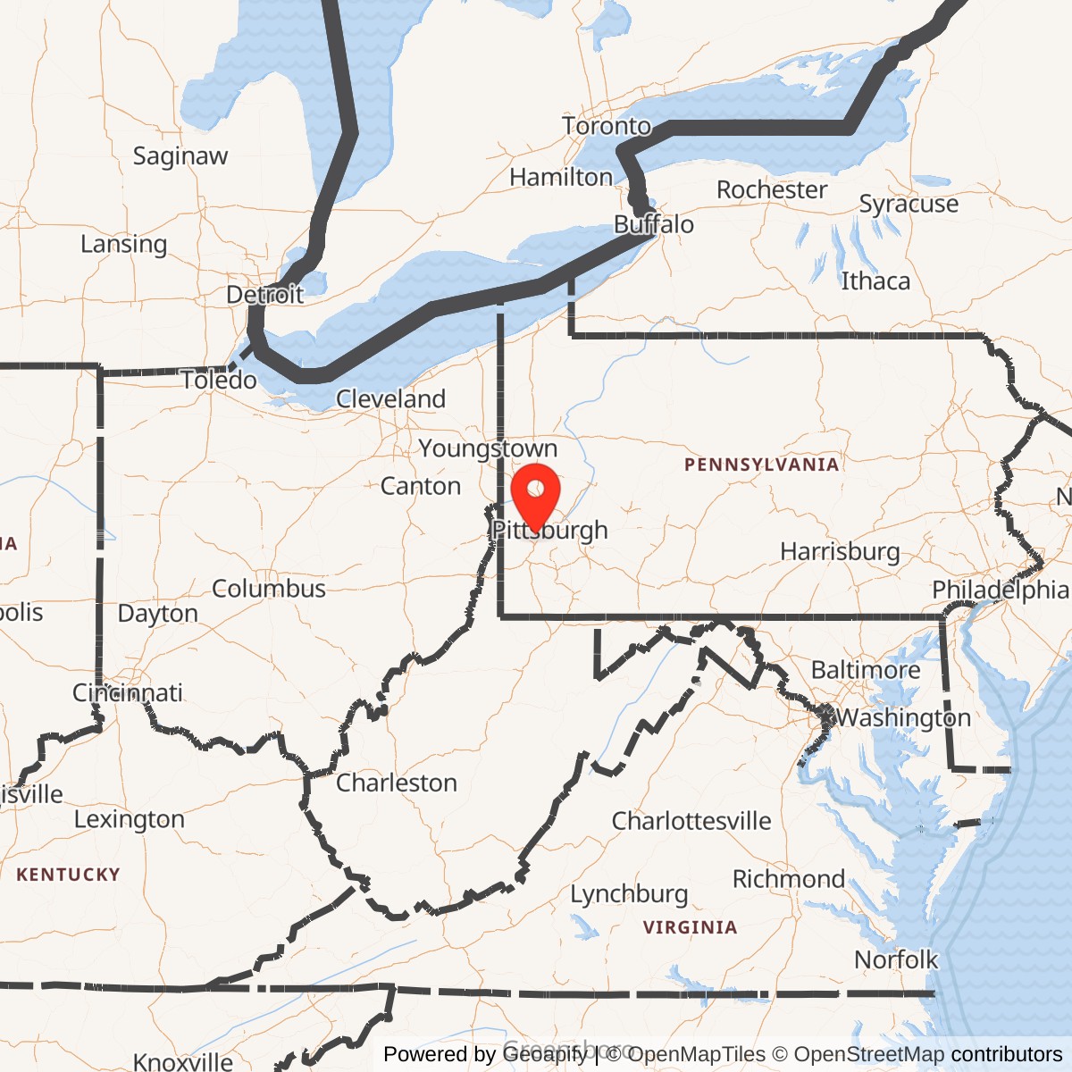 Map showing location of Nike Site PI-62L, Pennsylvania