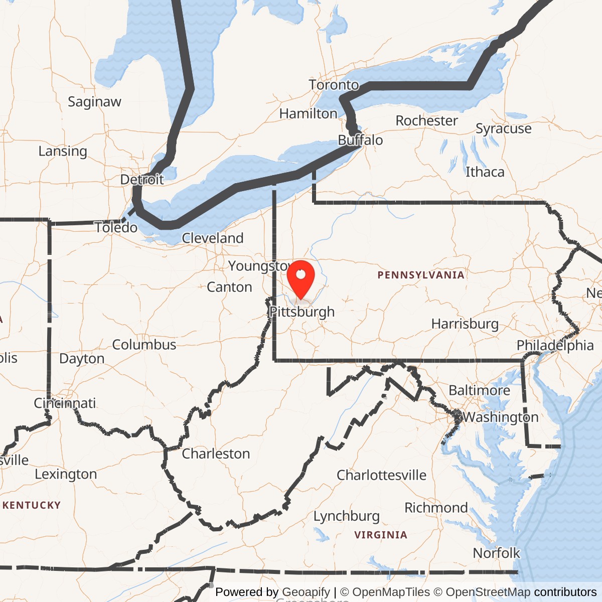 Map showing location of Nike Site PI-92L, Pennsylvania