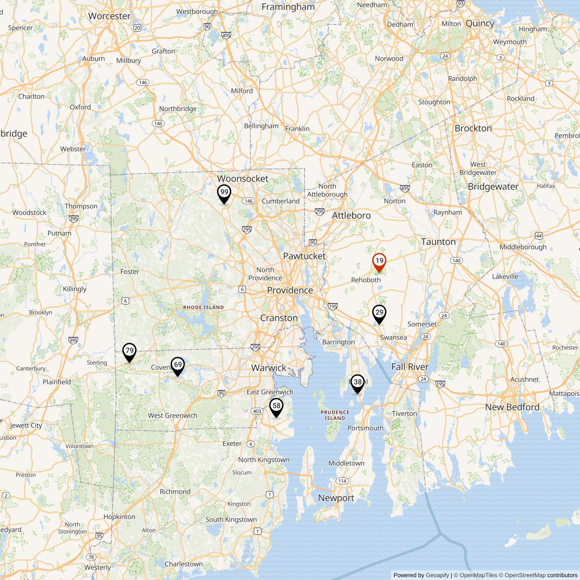 Map Showing Providence Defense Area Nike IFC Locations