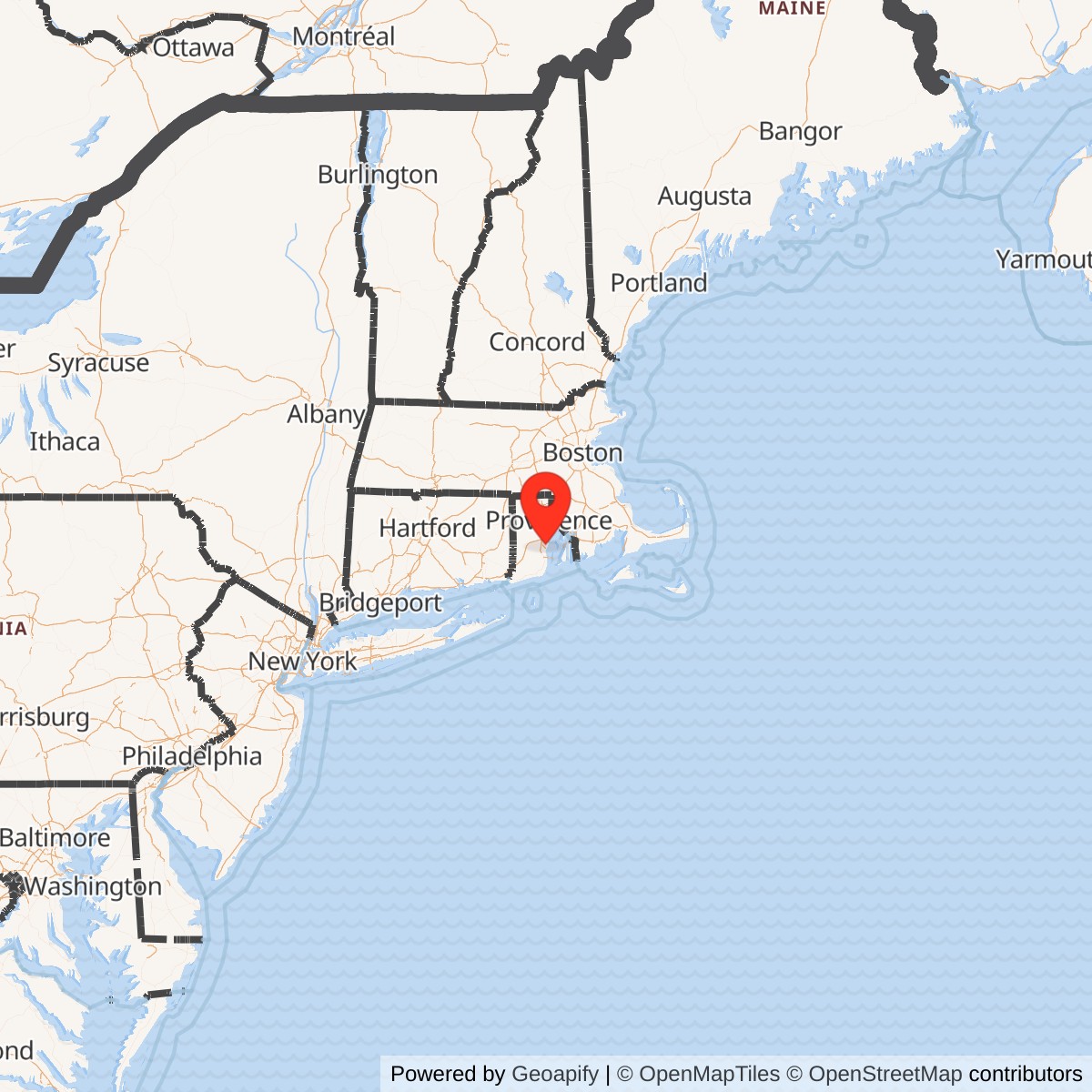 Map showing location of Nike Site PR-58C, Rhode Island
